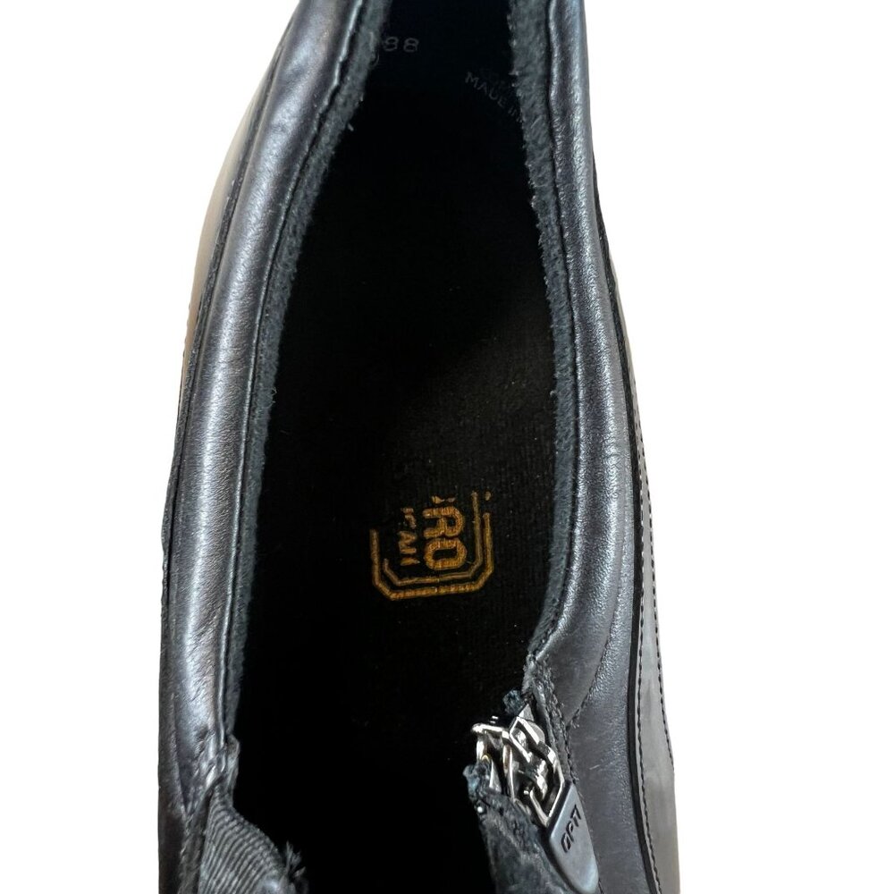 Munro Women's Black 11 N Leather Slip-On Shoes Wedge Heel Comfort Elastic &  Zip - Picture 7 of 8